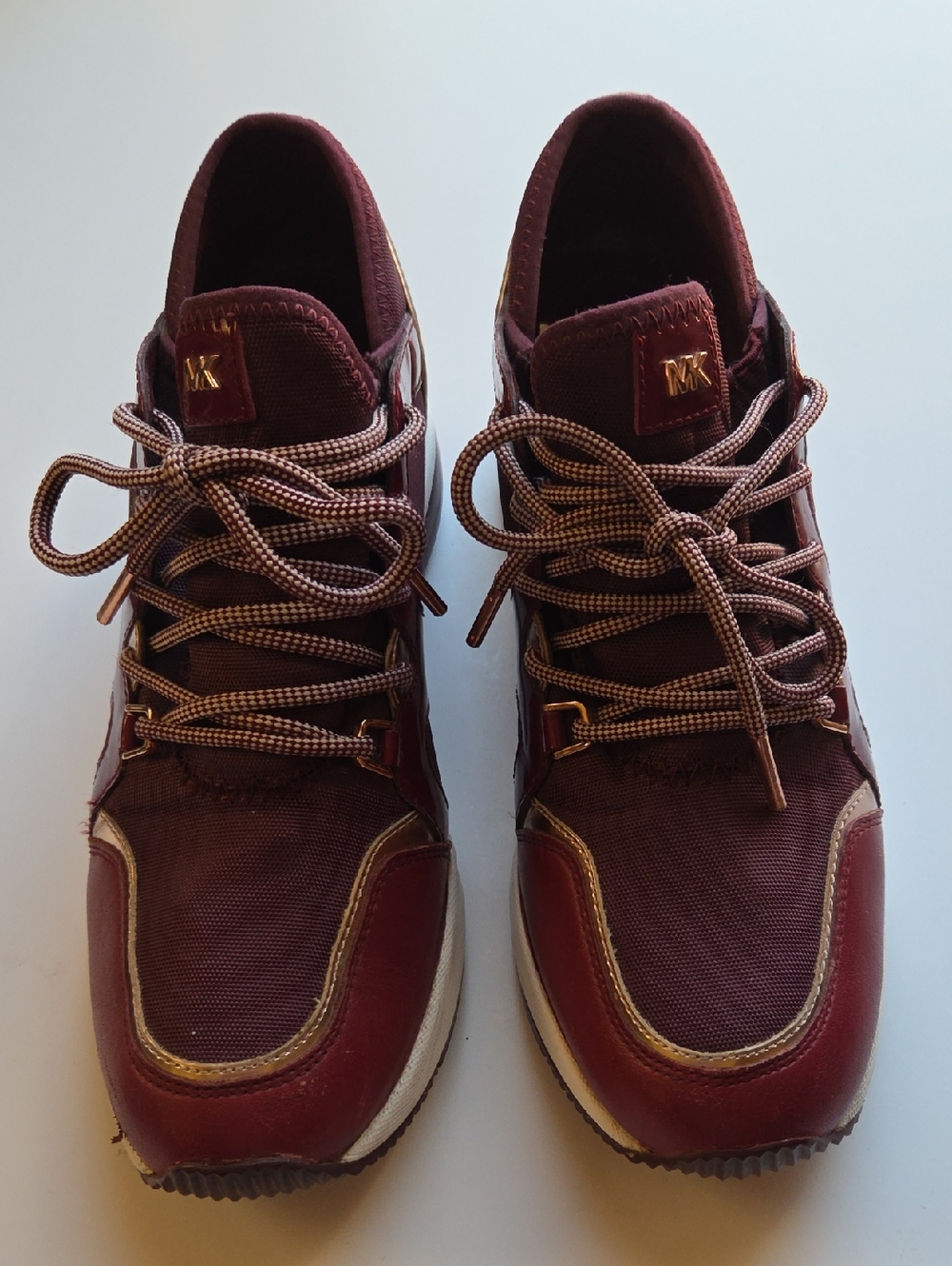 Michael Kors Liv Trainer Sneakers Platform Wedge Lace-Up, Oxblood, Size 8M
